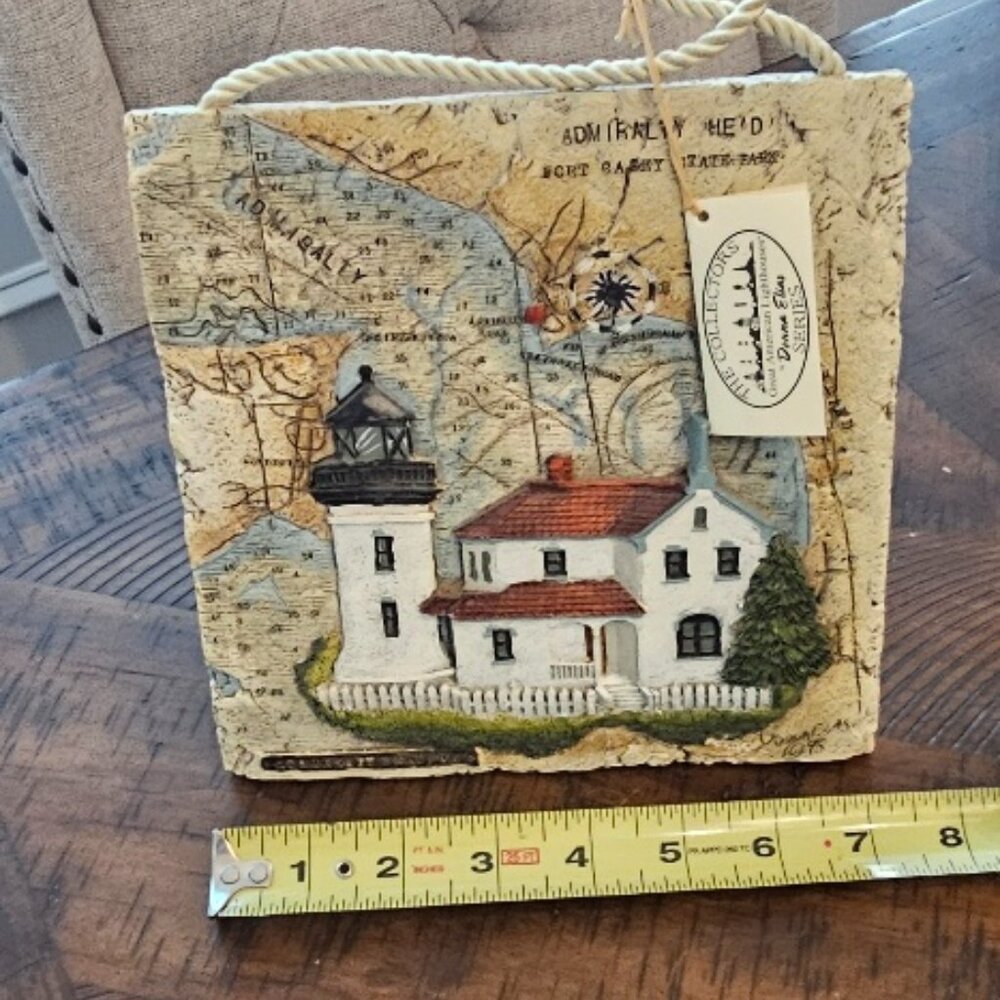 NEW Great American Lighthouses Tile Plaque Donna Elias 95 Admiralty Head WA